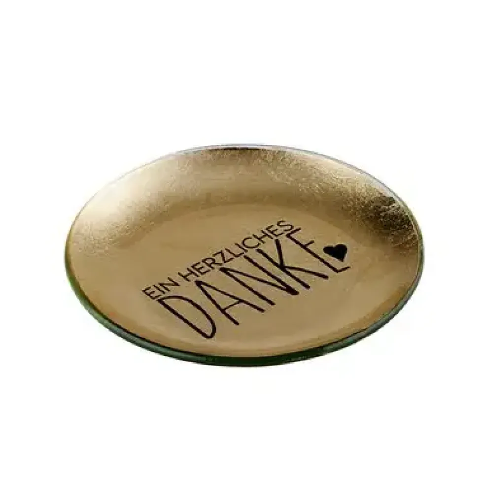 Schmuckschale Schmuckteller aus Glas Danke GiftCompany D 10 cm