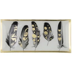 Schmuckschale Schmuckteller aus Glas Feder GiftCompany 10×21 cm