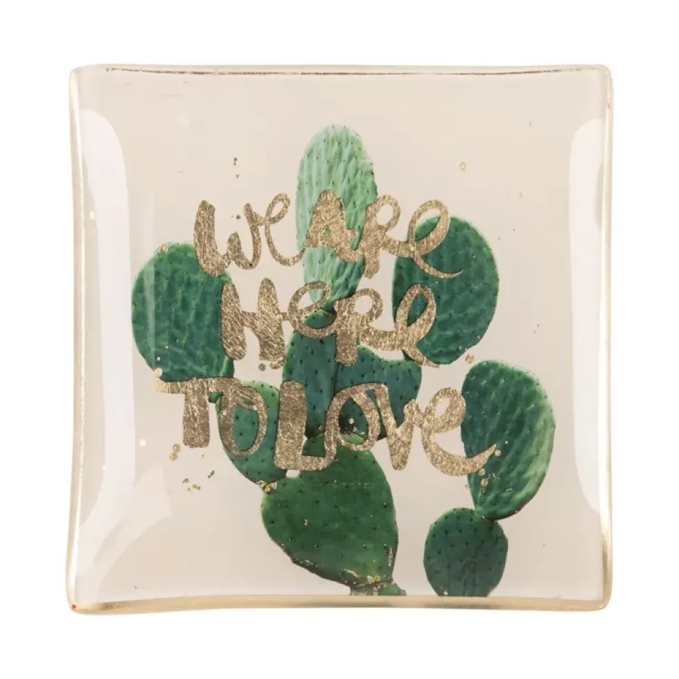 Schmuckschale Schmuckteller aus Glas Kaktus GiftCompany 10×10 cm