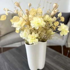 Seidenblume Blütenbündel creme Höhe 60 cm