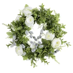 Seidenblumenkranz Ranunkeln Weidenkaetzchen creme 30 cm