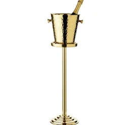 Sektkühler mit Ständer CAPRI Edzard Hochglanz goldfarben gehämmert Höhe 83 cm