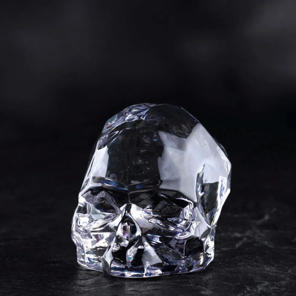 Skulptur Kristallschädel MEMENTO MORI NUDE Glass Höhe 8 cm