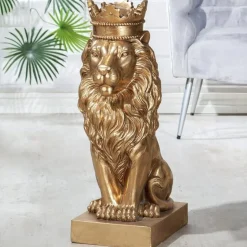 Skulptur Löwe gold Simba Höhe 70 cm