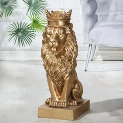 Skulptur Löwe gold Simba Höhe 70 cm
