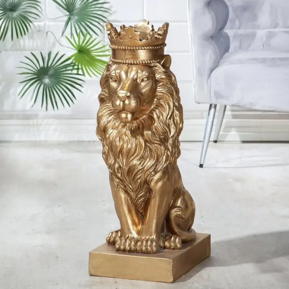 Skulptur Löwe gold Simba Höhe 70 cm