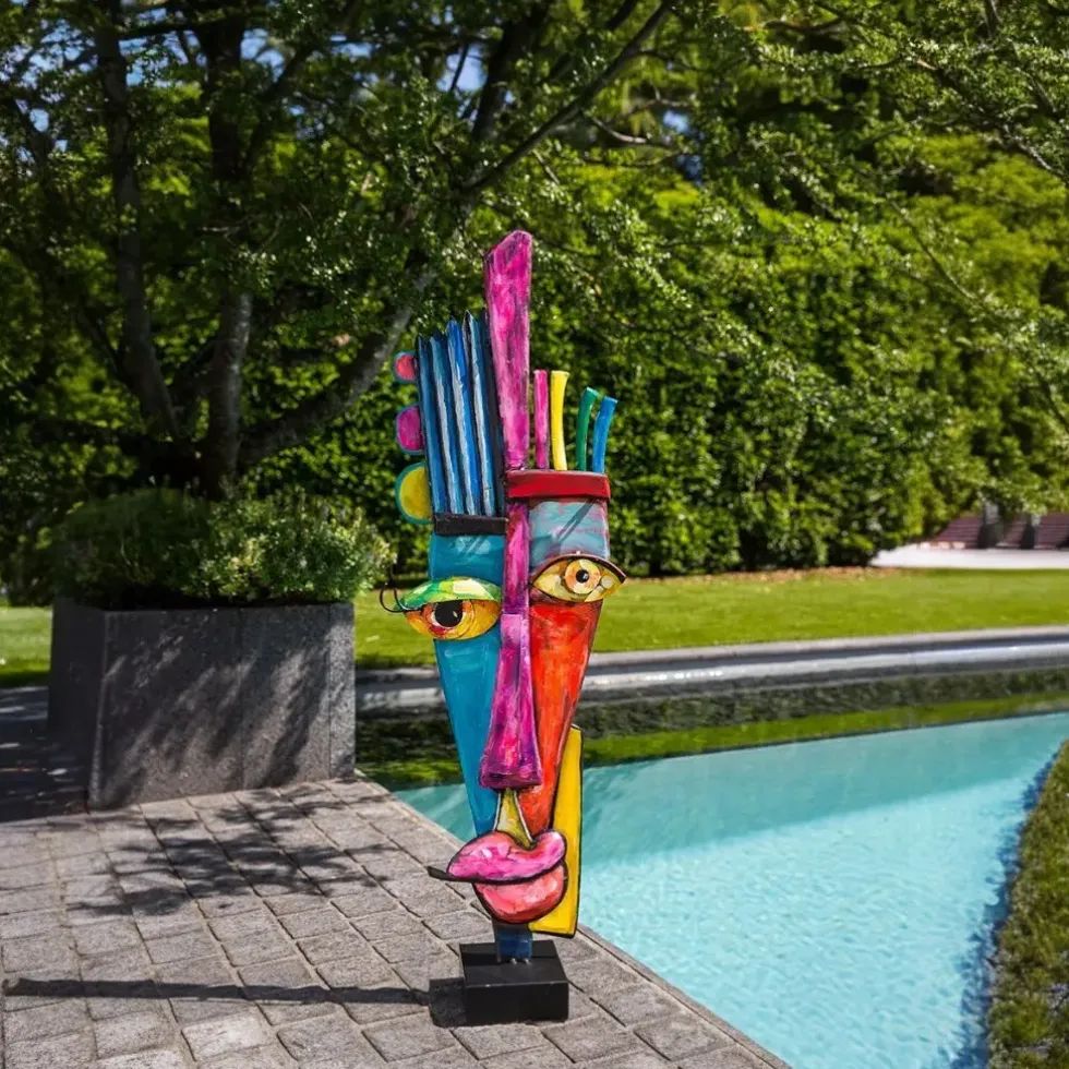 Skulptur Metall KEDIRI bunt Höhe 100 cm