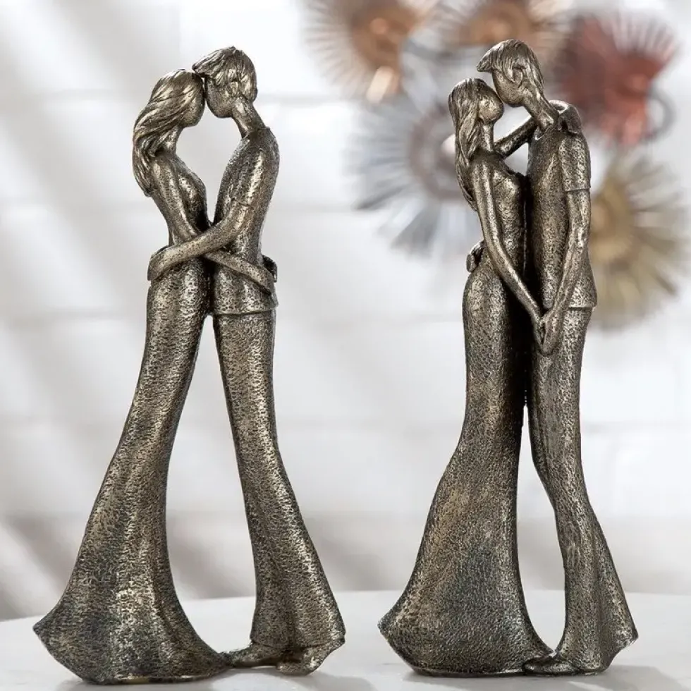 Skulptur Romantik bronzefarben antik Höhe 30 cm