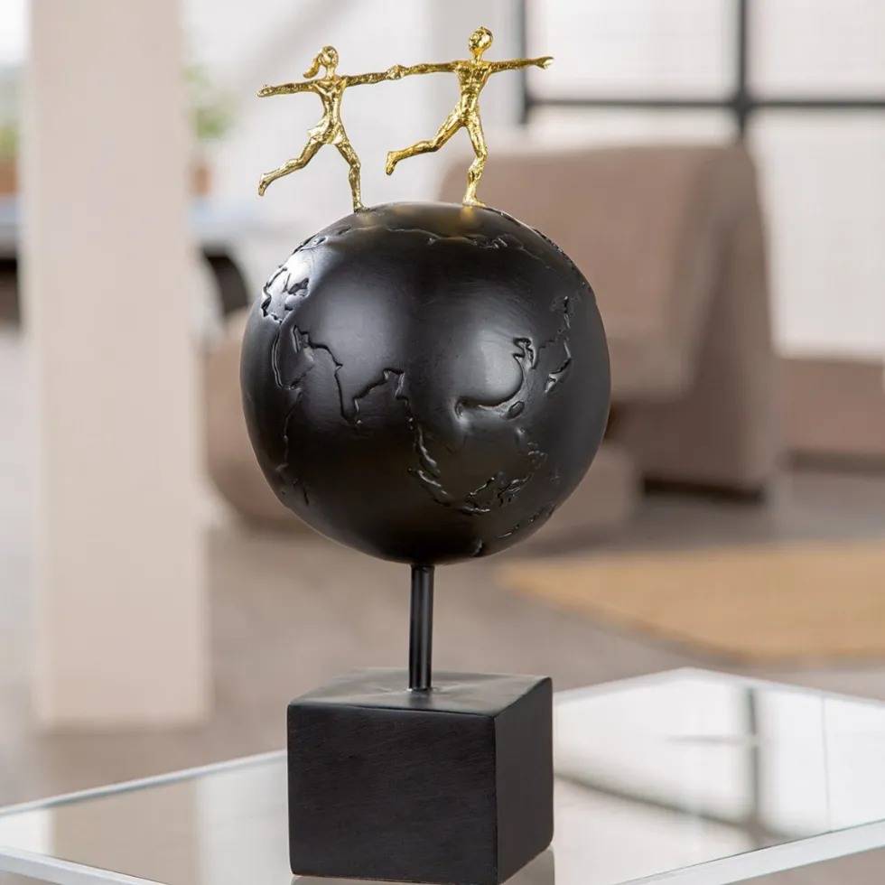Skulptur schwarz gold Around the World H 33 cm