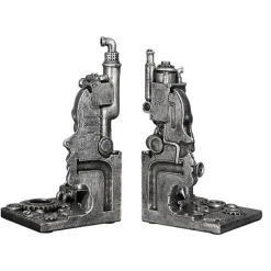 Skulptur Steampunk Deko Buchstütze Skull silber 2-teilig Casablanca Höhe 23 cm