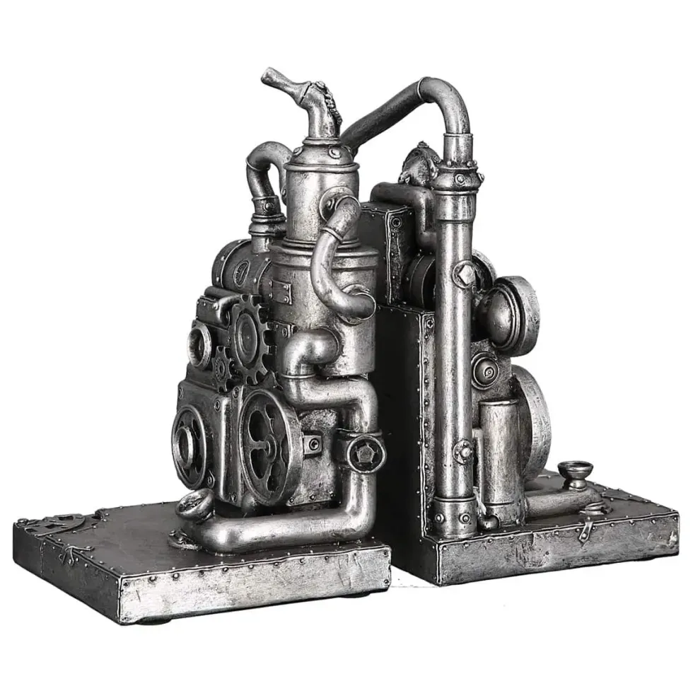 Skulptur Steampunk Deko Figur Machine silber 2-teilig Höhe 19 cm