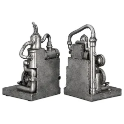Skulptur Steampunk Deko Figur Machine silber 2-teilig Höhe 19 cm