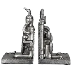 Skulptur Steampunk Deko Figur Machine silber 2-teilig Höhe 19 cm