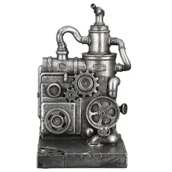 Skulptur Steampunk Deko Figur Machine silber 2-teilig Höhe 19 cm