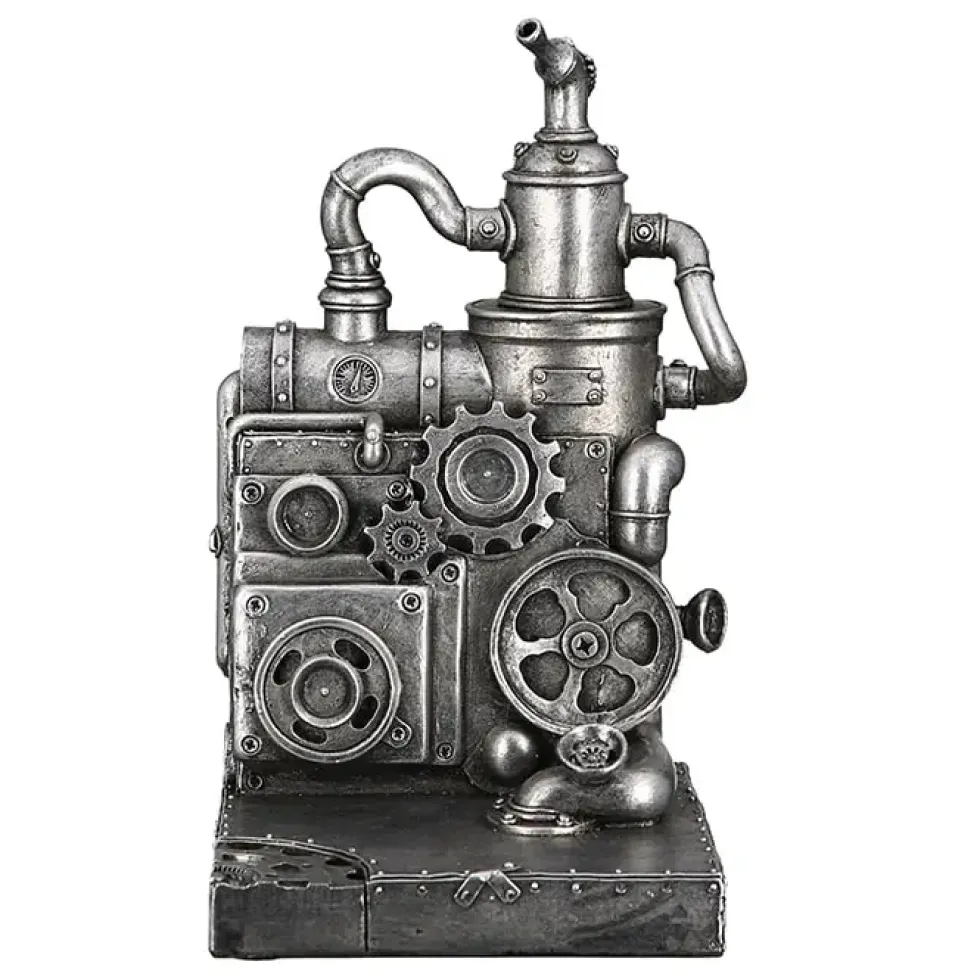 Skulptur Steampunk Deko Figur Machine silber 2-teilig Höhe 19 cm