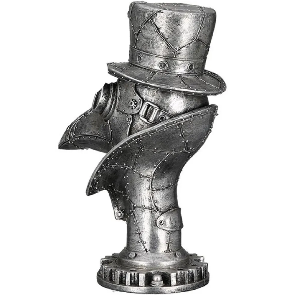 Skulptur Steampunk Deko Figur Crow silber Casablanca Höhe 23 cm