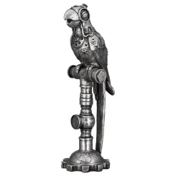 Skulptur Steampunk Deko Figur Parrot silber Höhe 30 cm