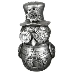Skulptur Steampunk Deko Figur Owl silber Höhe 23 cm