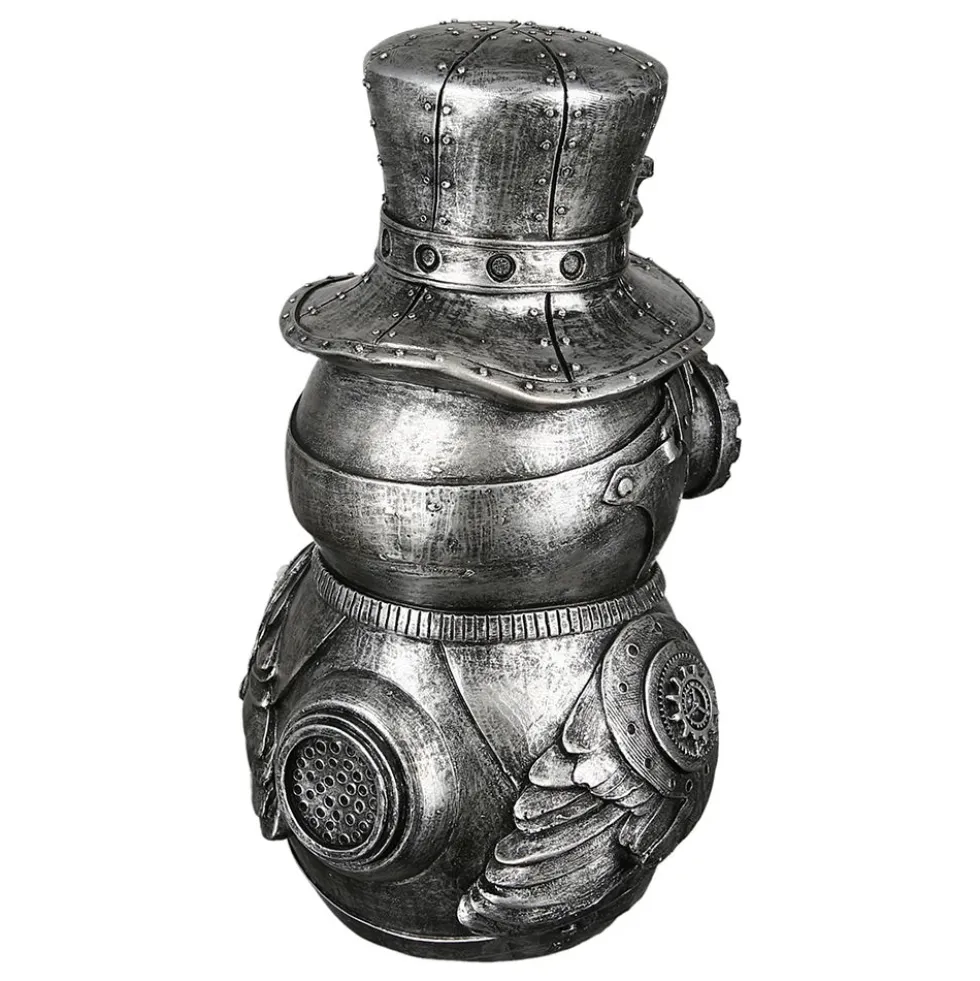Skulptur Steampunk Deko Figur Owl silber Höhe 23 cm
