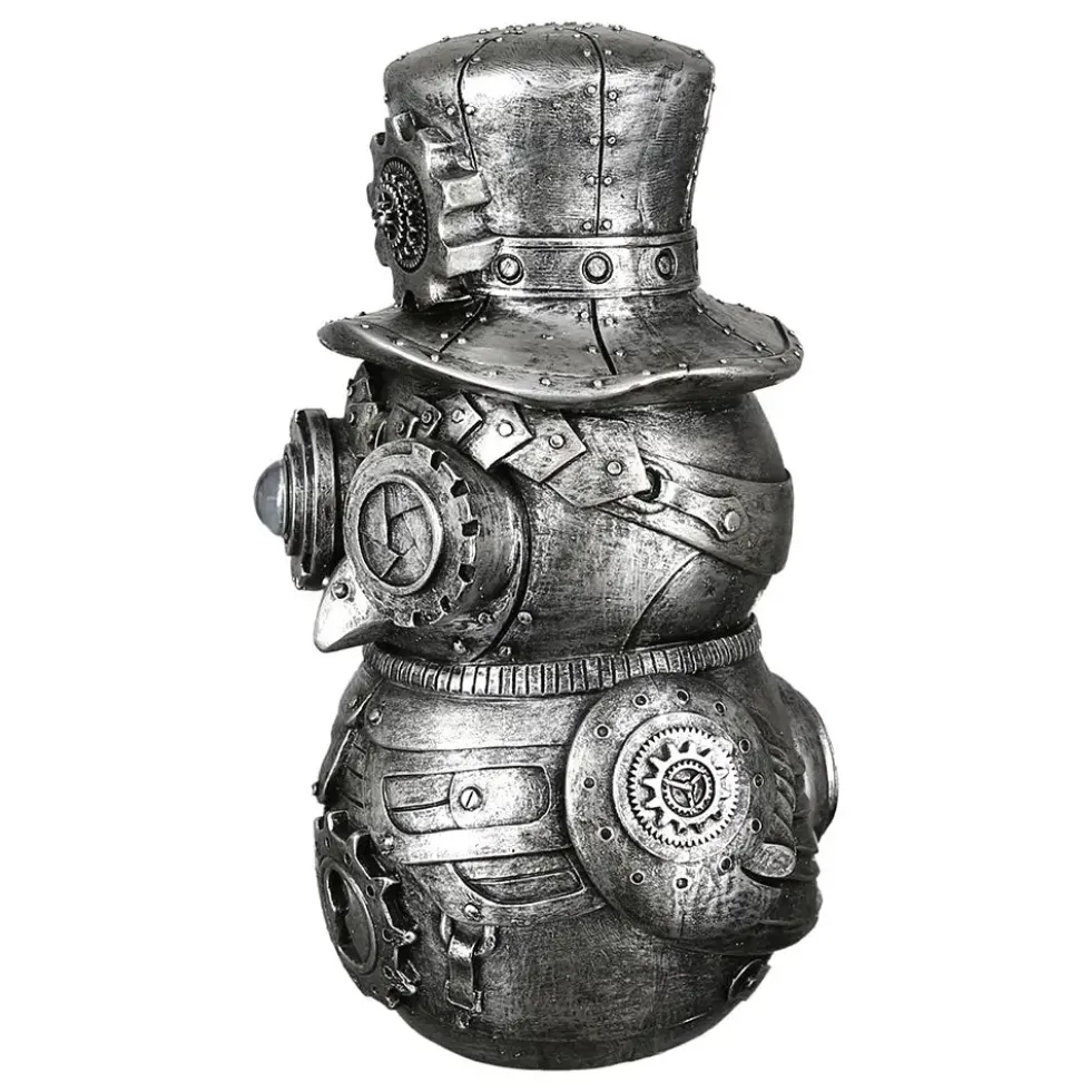 Skulptur Steampunk Deko Figur Owl silber Höhe 23 cm