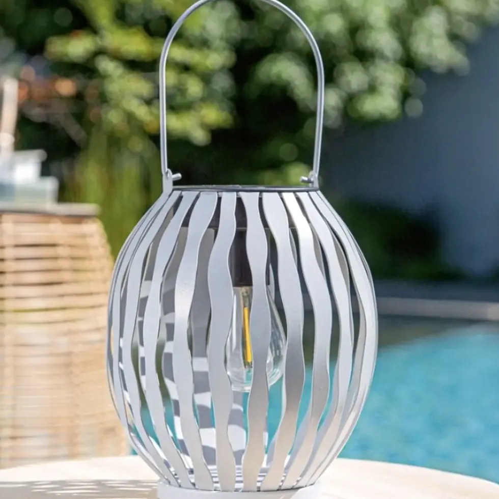 Solar LED Laterne grau matt Höhe 17 cm