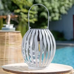 Solar LED Laterne grau matt Höhe 17 cm