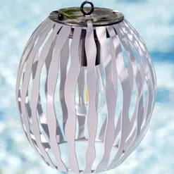 Solar LED Laterne hängend grau Höhe 17 cm
