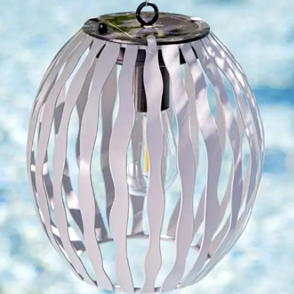 Solar LED Laterne hängend grau Höhe 17 cm