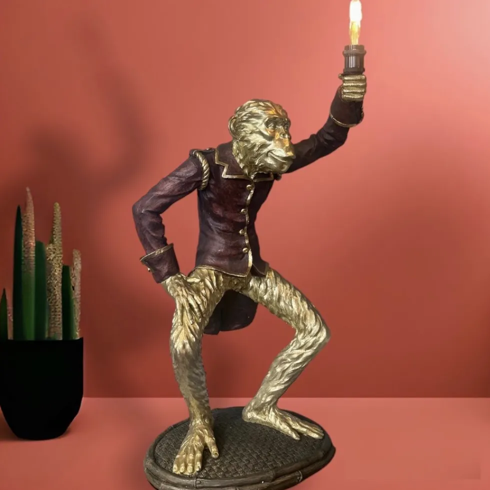 Stehlampe Affe gold Cheetah Werner Voß Höhe 90 cm