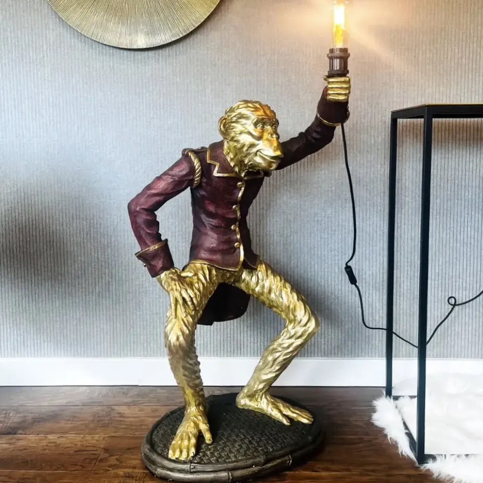 Stehlampe Affe gold Cheetah Werner Voß Höhe 90 cm