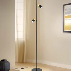 Stehlampe schwarz gold KIRA Höhe 161 cm