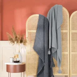 Strickdecke Magma LISETTE grau 130×170 cm