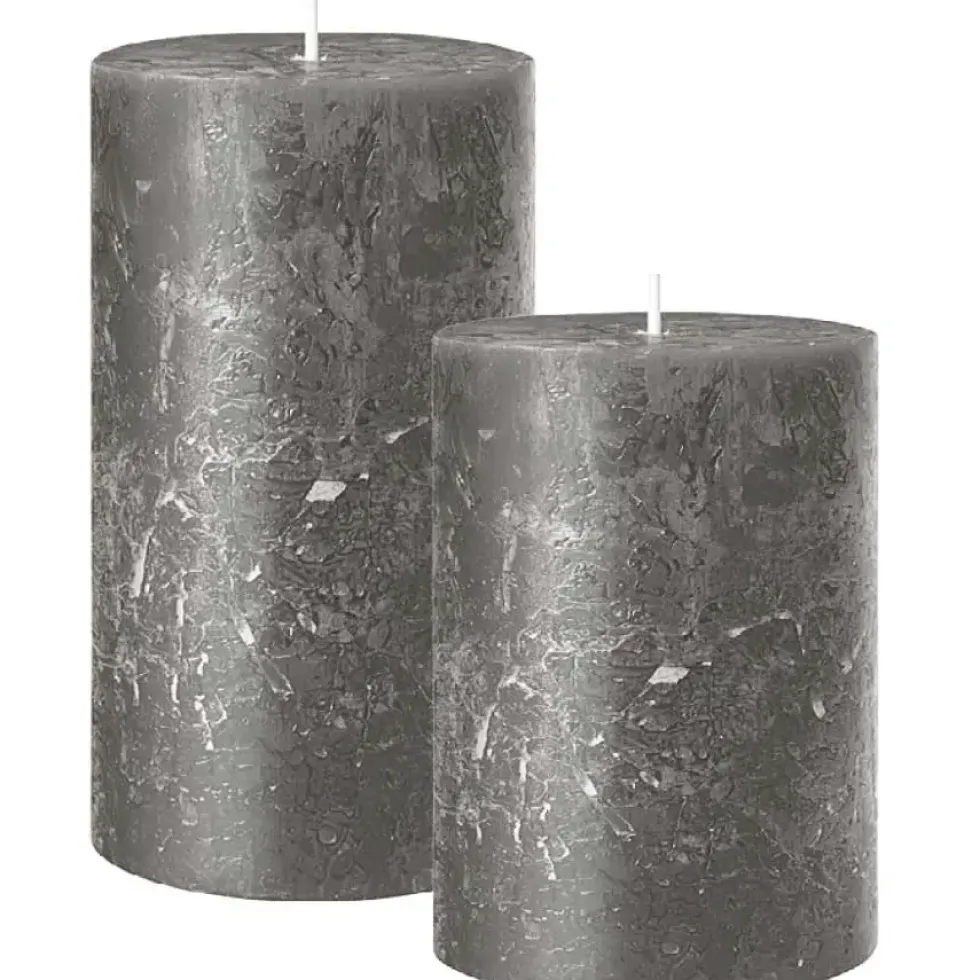 Stumpenkerze anthrazit Rustic 4er Set