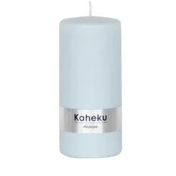 Stumpenkerze blau 4er Set Powder Kaheku eisblau 7×15 cm