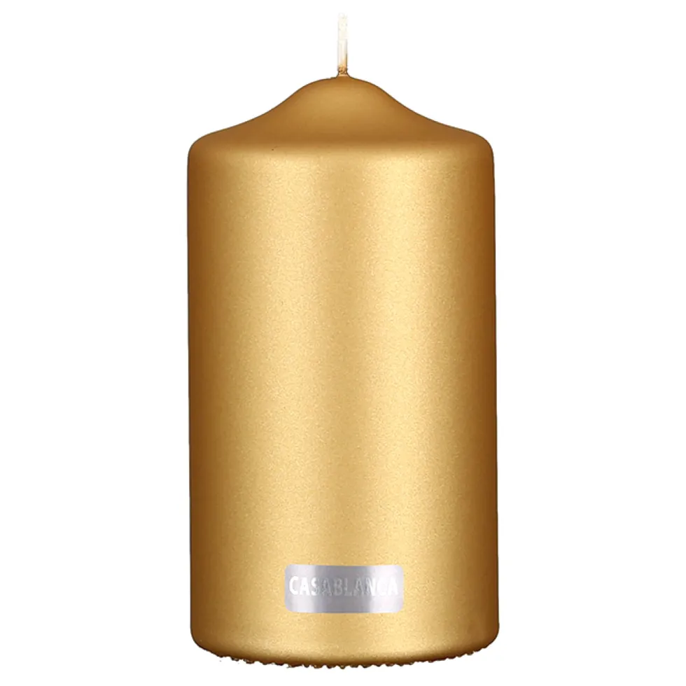 Stumpenkerze 2er Set gold metallic 15×8 cm