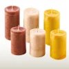 Stumpenkerze 6er Set in gelb beige braun