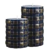 Stumpenkerze 4er-Set Rustic Twisted Lio blau gold