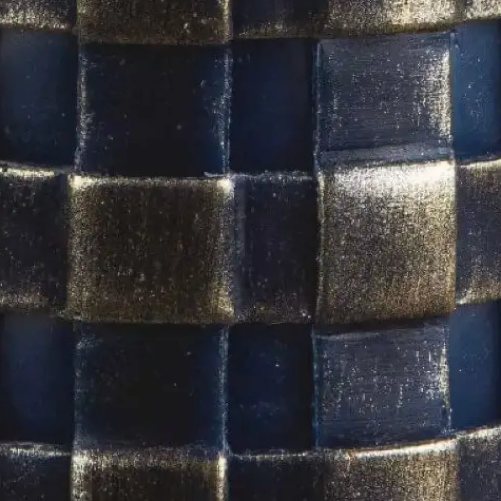 Stumpenkerze 4er-Set Rustic Twisted Lio blau gold