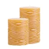 Stumpenkerze 4er-Set Rustic Twisted senf