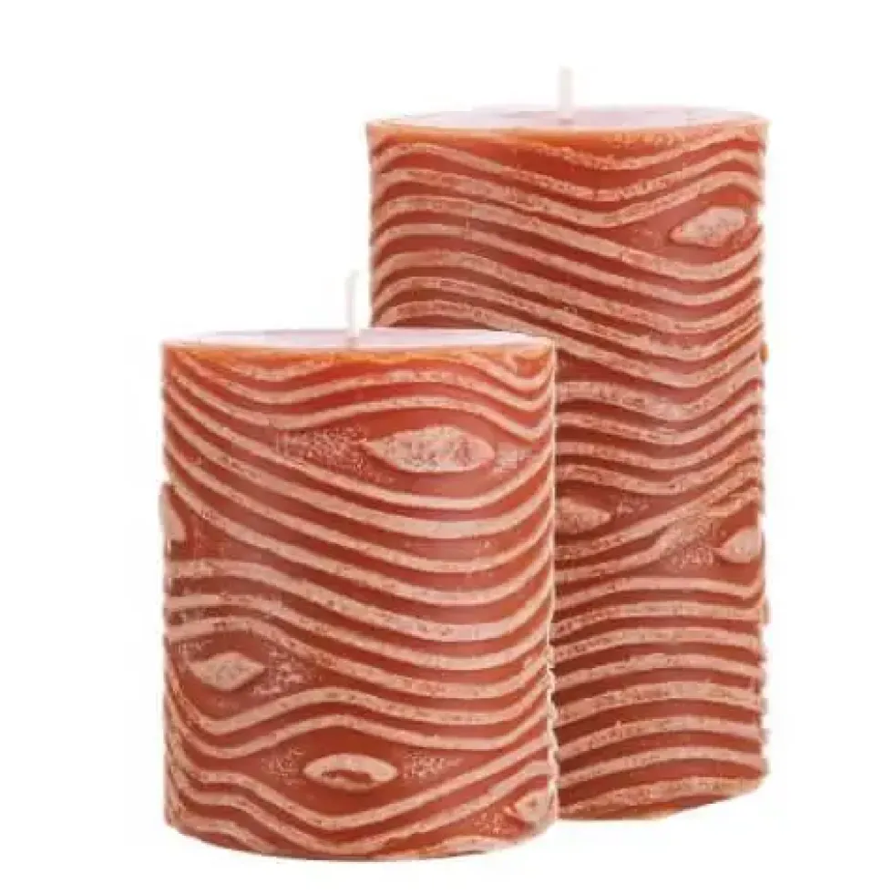 Stumpenkerze 4er Set Rustic Twisted kürbis