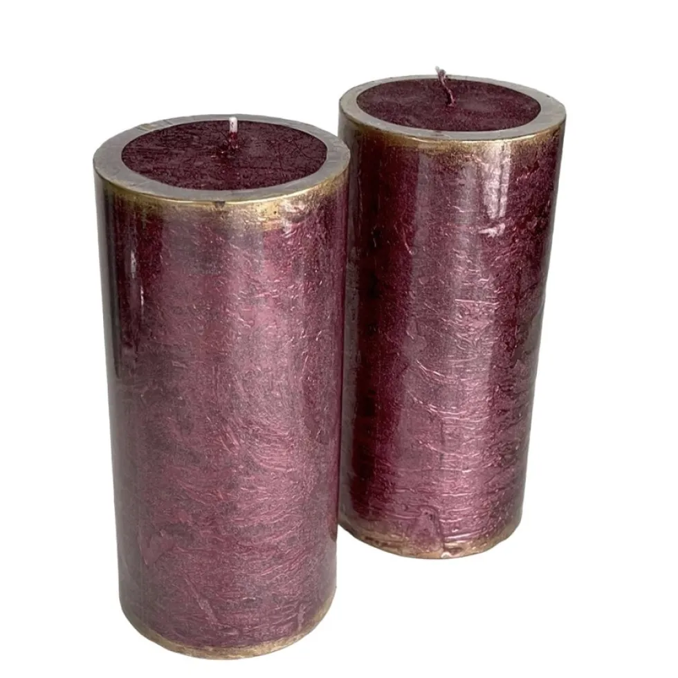 Stumpenkerze 2er Set Tivo burgund Höhe 15 cm