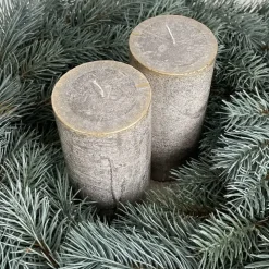 Stumpenkerze 2er Set Tivo Champagner Höhe 15 cm
