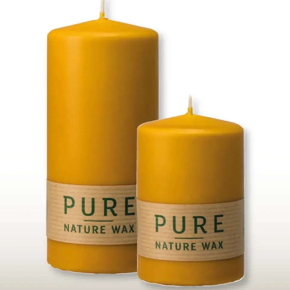Stumpenkerze gelb 4er Set Pure Naturwachs