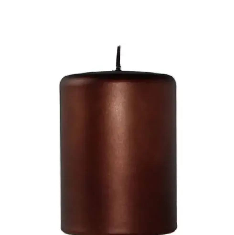 Stumpenkerze glänzend 2er Set Cylinderkerze Sicilia kupfer Höhe 15 cm