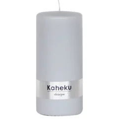 Stumpenkerze grau 4er Set Powder Kaheku 7×15 cm