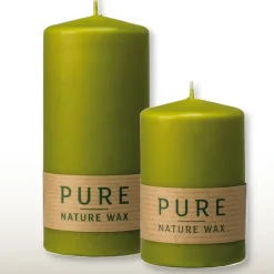 Stumpenkerze grün 4er Set Pure Naturwachs