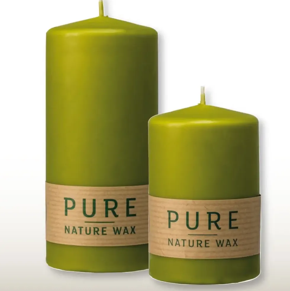 Stumpenkerze grün 4er Set Pure Naturwachs