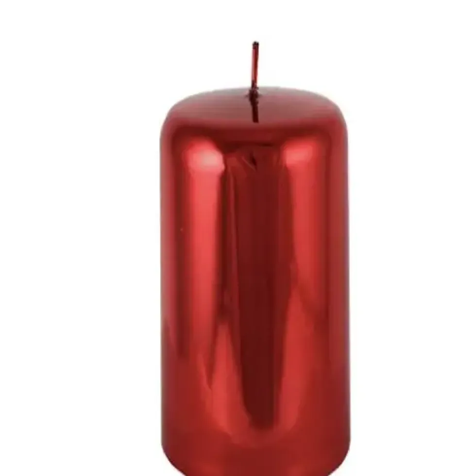 Stumpenkerze rot glänzend 2er Set Cylinderkerze Sicilia Höhe 10 cm