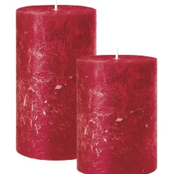 Stumpenkerze rot Rustic 4er Set