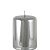 Stumpenkerze silber 2er Set Cylinderkerze Sicilia glänzend Höhe 10 cm